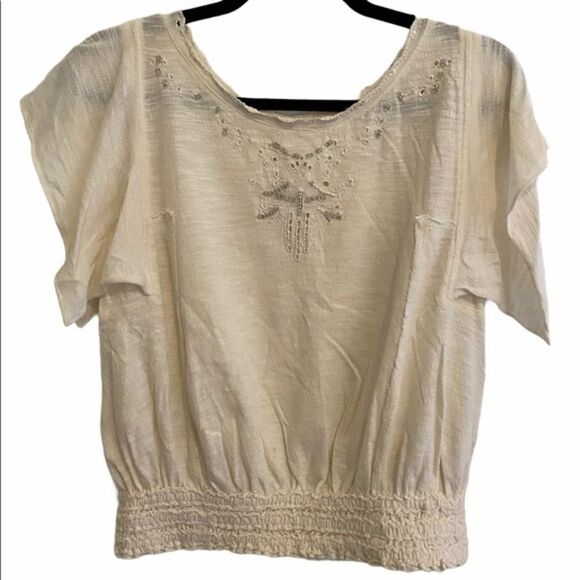 Free People medium‎ boho hippie short sleeve top - Picture 2 of 7